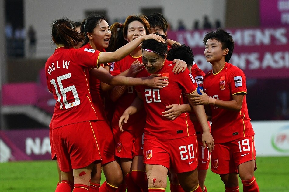 China celebrate after scoring against South Korea in the AFC Women's Asian Cup final. AFC photo