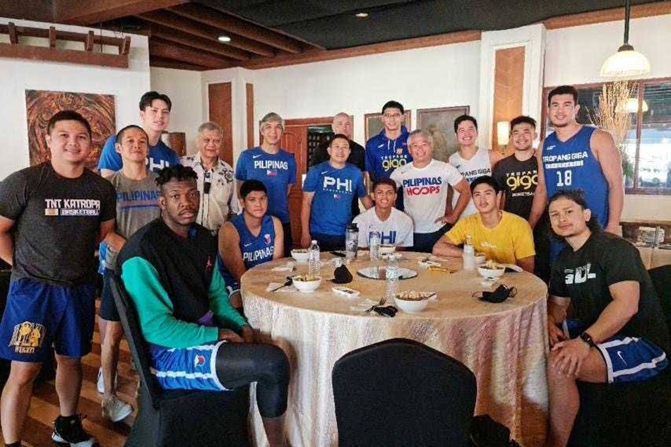 The Gilas Pilipinas pool and their coaching staff at the Malarayat Golf and Country Club. Photo courtesy of the SBP.