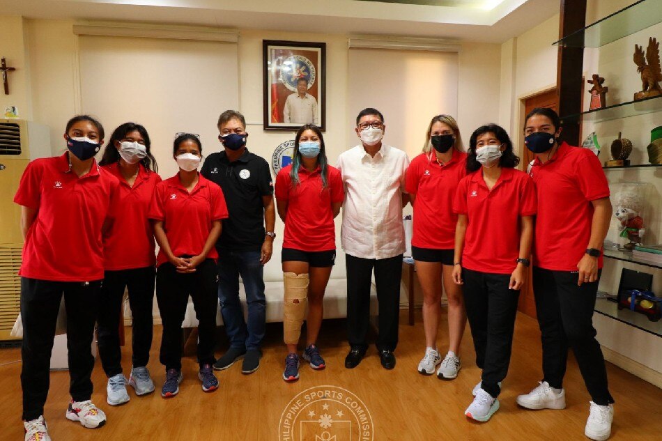 The Philippine women's national football team together with PSC Chairman William 