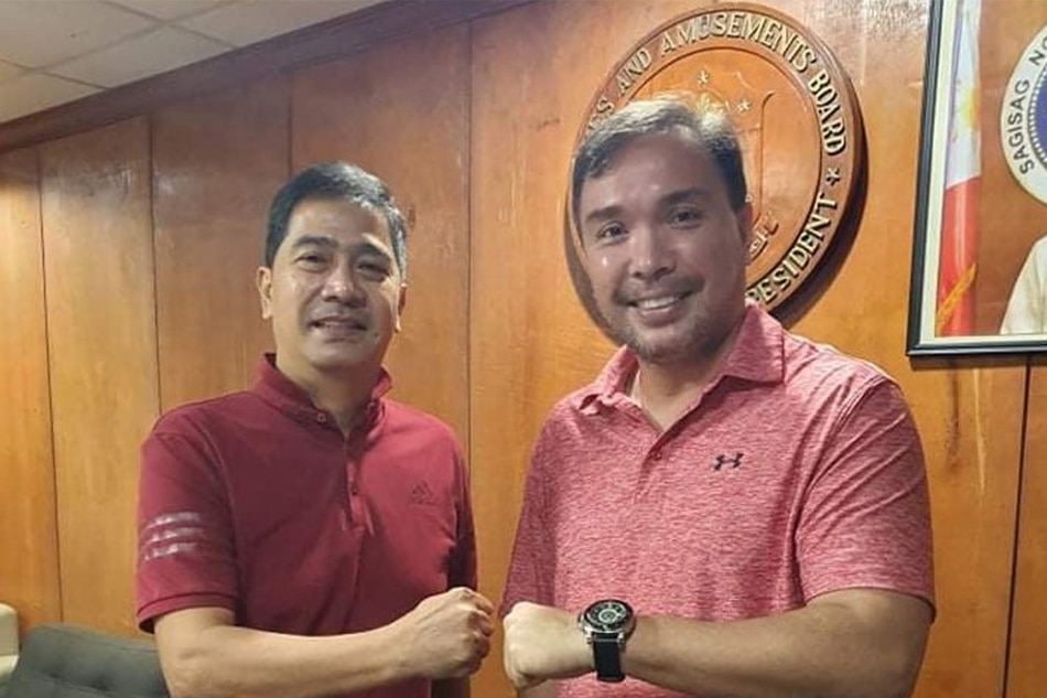 New VisMin Cup commissioner Cris Bautista (left) and Games and Amusement Board chairman Baham Mitra promise to work together to make sure that game-fixing won't happen in the coming season. Handout