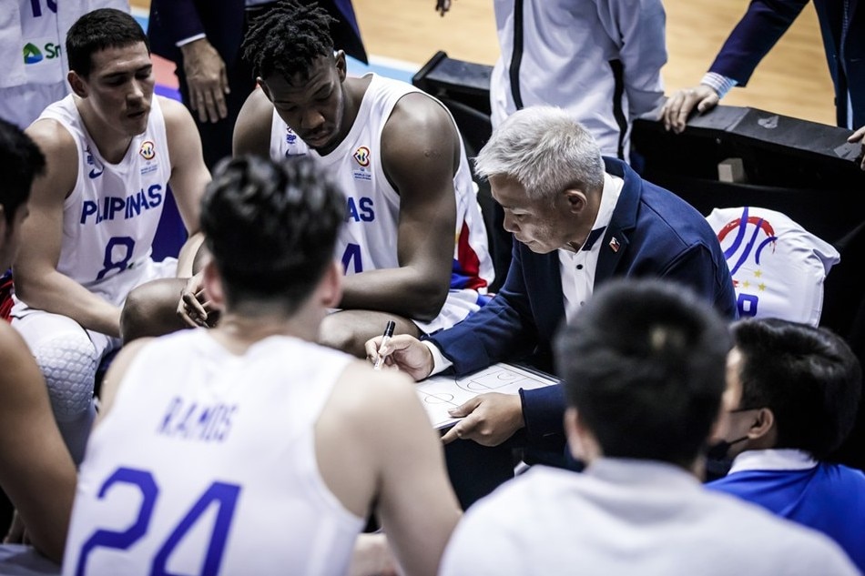 Chot Reyes gives instructions to Gilas Pilipinas during their FIBA qualifier against New Zealand. FIBA.basketball
