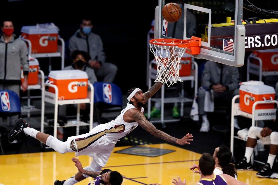 New Orleans Pelicans forward Brandon Ingram in action during the first quarter of the NBA basketball match between the New Orleans Pelicans and the Los Angeles Lakers at the Staples Center in Los Angeles, California, USA, 15 January 2021. File photo. Etienne Laurent, EPA-EFE.
