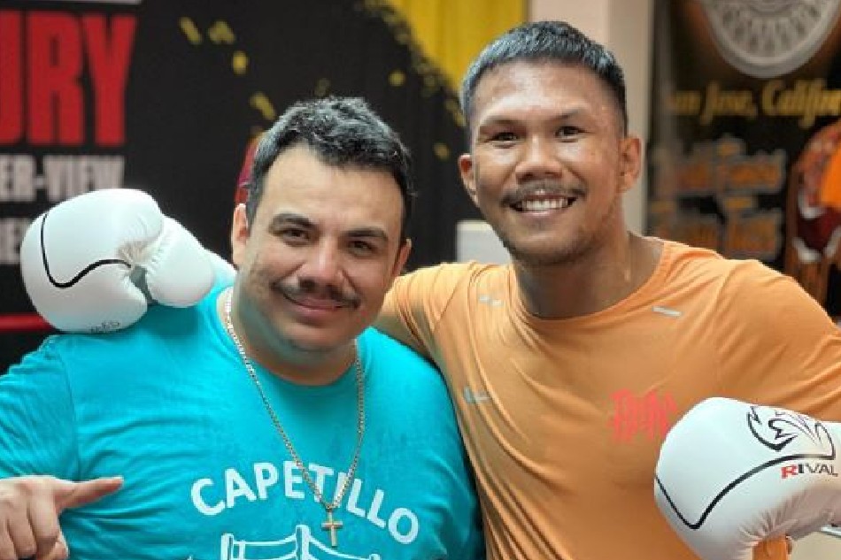 Olympic bronze medalist Eumir Felix Marcial (left) with new trainer Jorge Capetillo during a break in their training camp in Las Vegas. (Eumir Marcial photo)