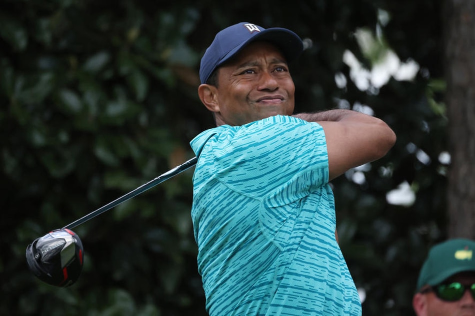 Tiger Woods hits his tee shot on the ninth hole during the second round of the 2022 Masters Tournament at the Augusta National Golf Club in Georgia, April 8, 2022. Tannen Maury, EPA-EFE