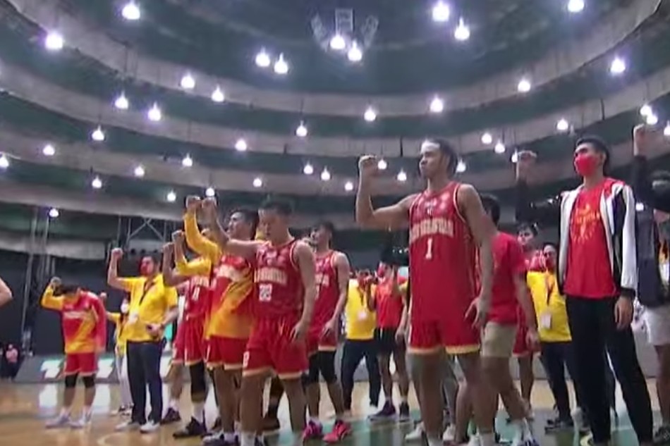 The San Sebastian Golden Stags improved to 2-3 in the NCAA Season 97 tournament. Screencap courtesy of the NCAA.