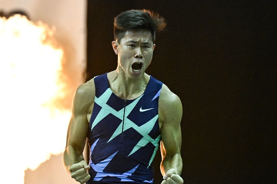 Philippine's Ernest John Obiena reacts during the Pole Vault Men competition of the ISTAF INDOOR (Internationales Stadionfest) international athletics meeting on February 5, 2021 in Berlin. File photo. Tobias Schwarz, AFP.