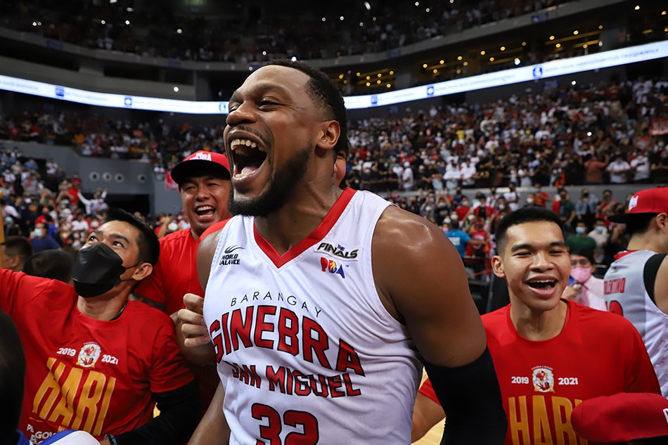 Ginebra import Justin Brownlee celebrates after winning the PBA Governors' Cup title. PBA Images.