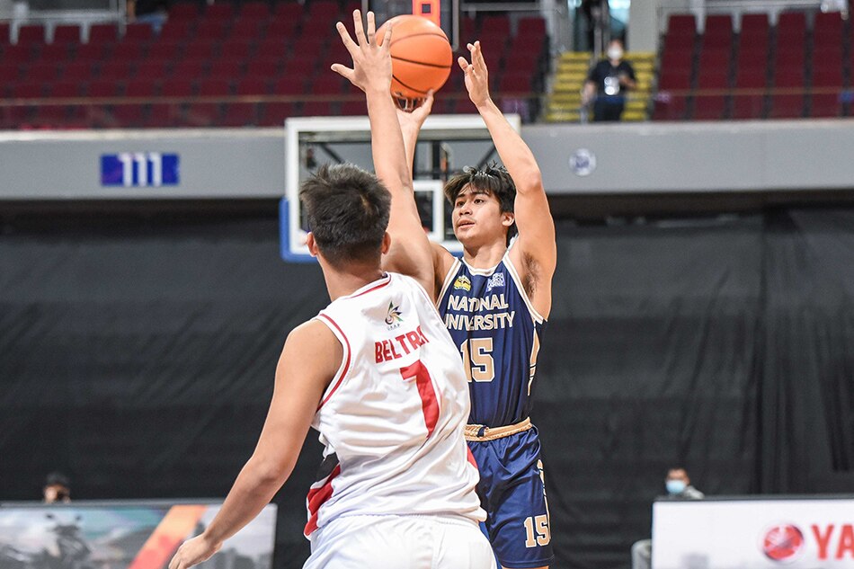 NU's Enzo Joson puts up a shot against the UE Red Warriors in their UAAP Season 84 second round game. UAAP Media