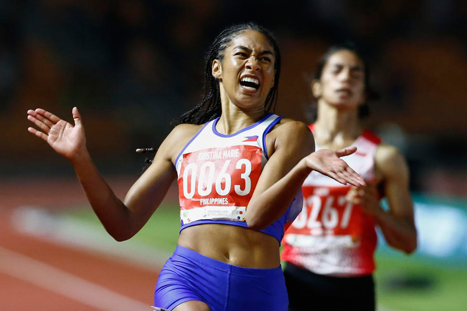 Kristina Marie Knott reacts after winning the women's 200-meter final at the SEA Games at New Clark City on December 7, 2019. Rolex dela Peña, EPA-EFE/file
