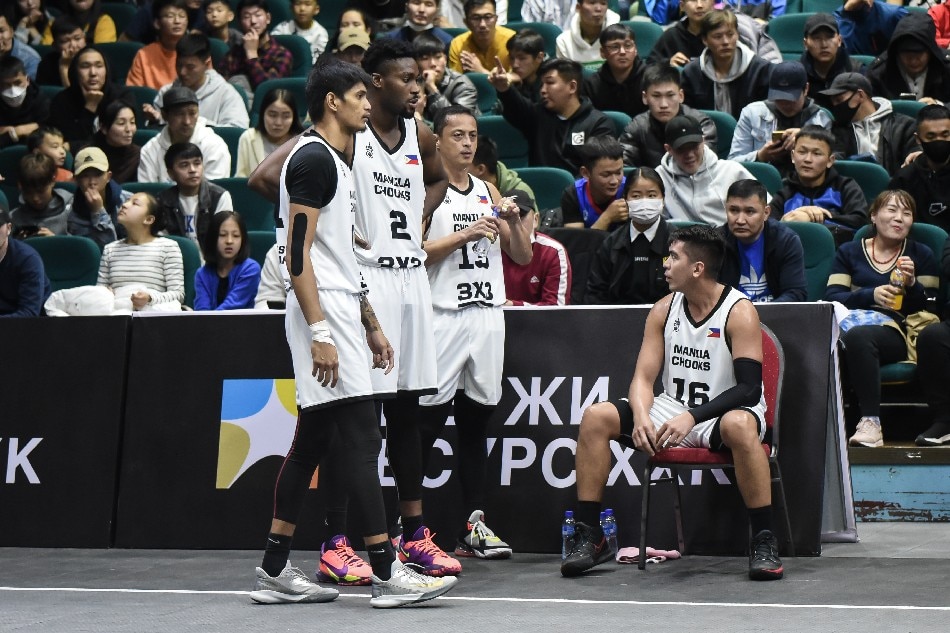 Manila Chooks huddles ahead of their FIBA 3x3 game against Zaisan MMC Energy. Handout photo