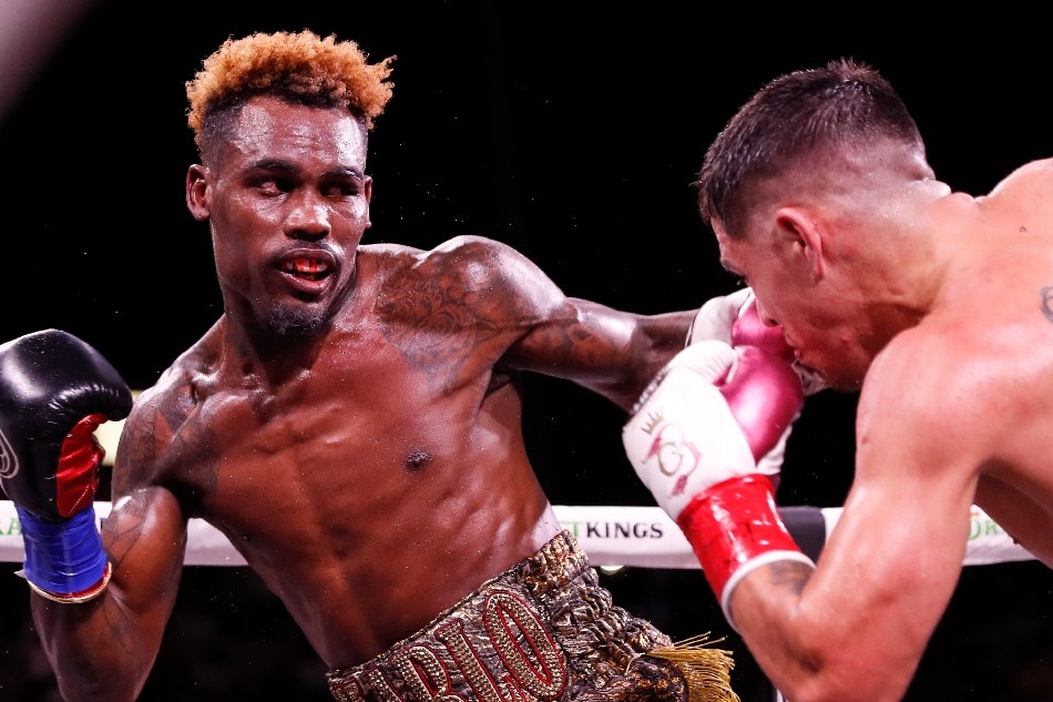 Jermell Charlo of the US (L), in action against Brian Castano of Argentina, during their 12 round Undisputed Super Welterweight Championship fight at the Dignity Health Sports Park in Carson, California, USA, 14 May 2022. Etienne Laurent, EPA-EFE
