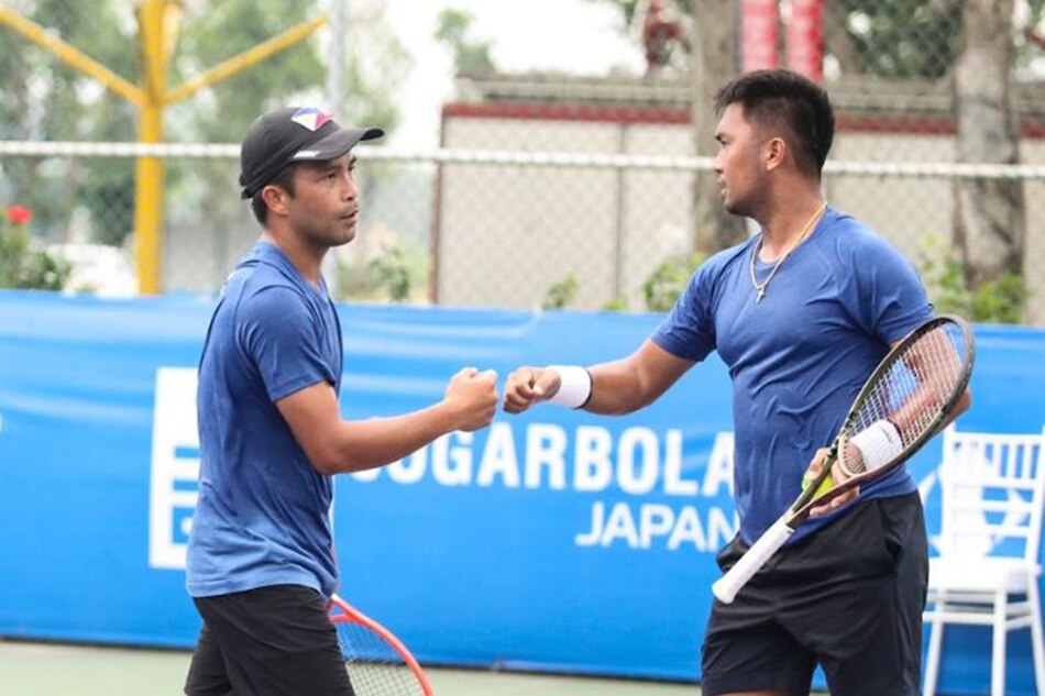 Defending men’s doubles gold medalists Francis Casey Alcantara and Jeson Patrombon of the Philippines at the 31st Southeast Asian Games in Vietnam. Photo courtesy of the Vietnam Tennis Federation.