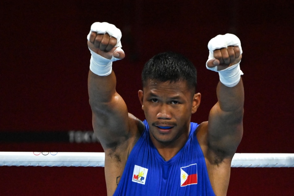 Eumir Marcial at the the Tokyo 2020 Olympic Games on August 1, 2021. On Sunday, May 22, Marcial won the middleweight gold at the Southeast Asian Games in Hanoi. Luis Robayo / AFP