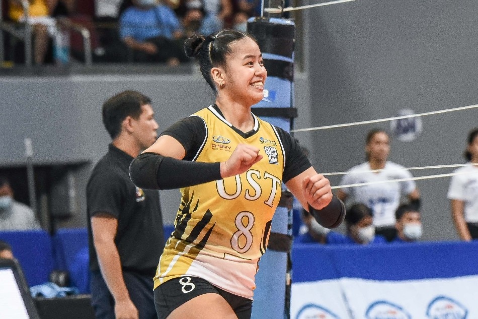 UST's Eya Laure already has 160 points through the first round of the UAAP Season 84 women's volleyball tournament. UAAP Media.