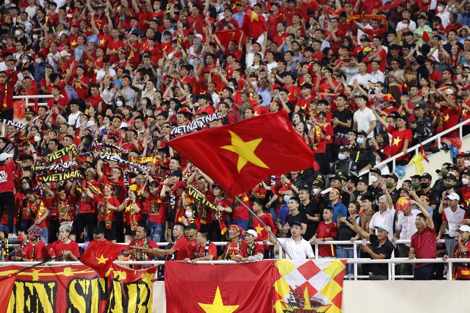 Supporters of Vietnam cheer during the 31st Southeast Asian Games final soccer match between Vietnam and Thailand at My Dinh stadium in Hanoi, Vietnam, 22 May 2022. Luong Thai Linh, EPA-EFE