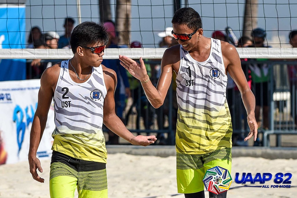 UST's Jaron Requinton and Rancel Varga are gunning for a three-peat in UAAP beach volleyball. UAAP Media.