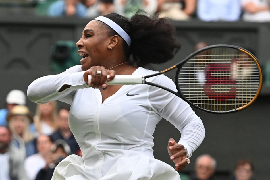 Serena Williams in action against Harmony Tan of France, in the first round of the Wimbledon Championships, June 28, 2022. Andy Rain, EPA-EFE