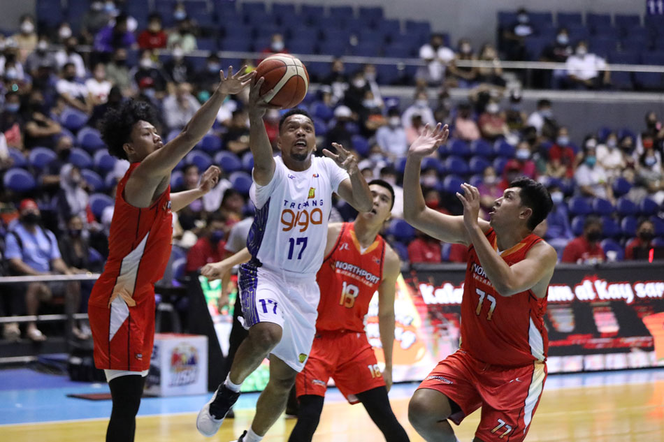  TNT guard Jayson Castro goes for a layup against the NorthPort Batang Pier in their 2022 PBA Philippine Cup game. PBA Images