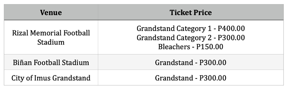 TICKET PRICES