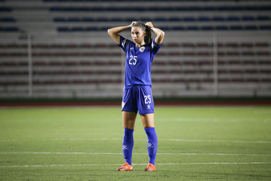 Sara Eggesvik (25) of the Philippines in action during their match against Malaysia for the ASEAN Football Federation (AFF) Women’s Championship held at the Rizal Memorial Stadium in Manila on July 8, 2022. George Calvelo, ABS-CBN News