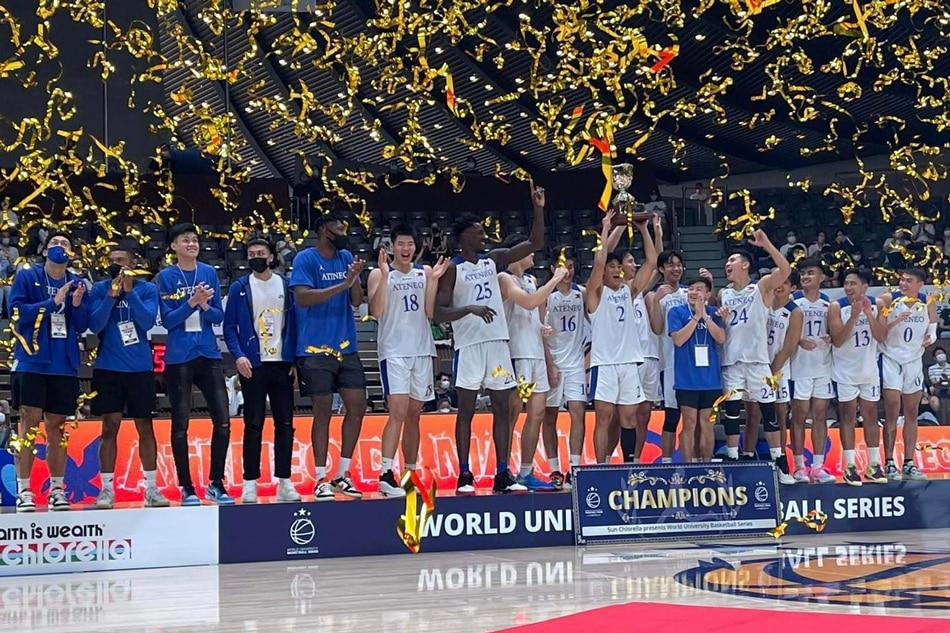 The Ateneo Blue Eagles celebrate after sweeping the inaugural World University Basketball Series. Photo courtesy of Smart Sports