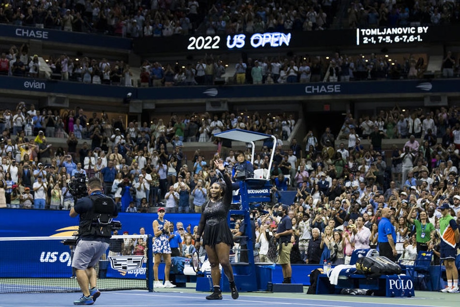 Serena Williams waves to the crowd after losing to Ajla Tomljanovic of Australia in their third round match of the US Open Tennis Championships September 2, 2022. Justin Lane, EPA-EFE