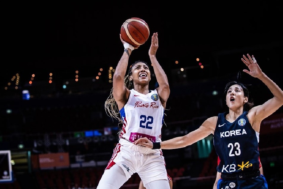 Arella Guirantes of Puerto Rico in action against South Korea in the FIBA Women's Basketball World Cup. FIBA.basketball