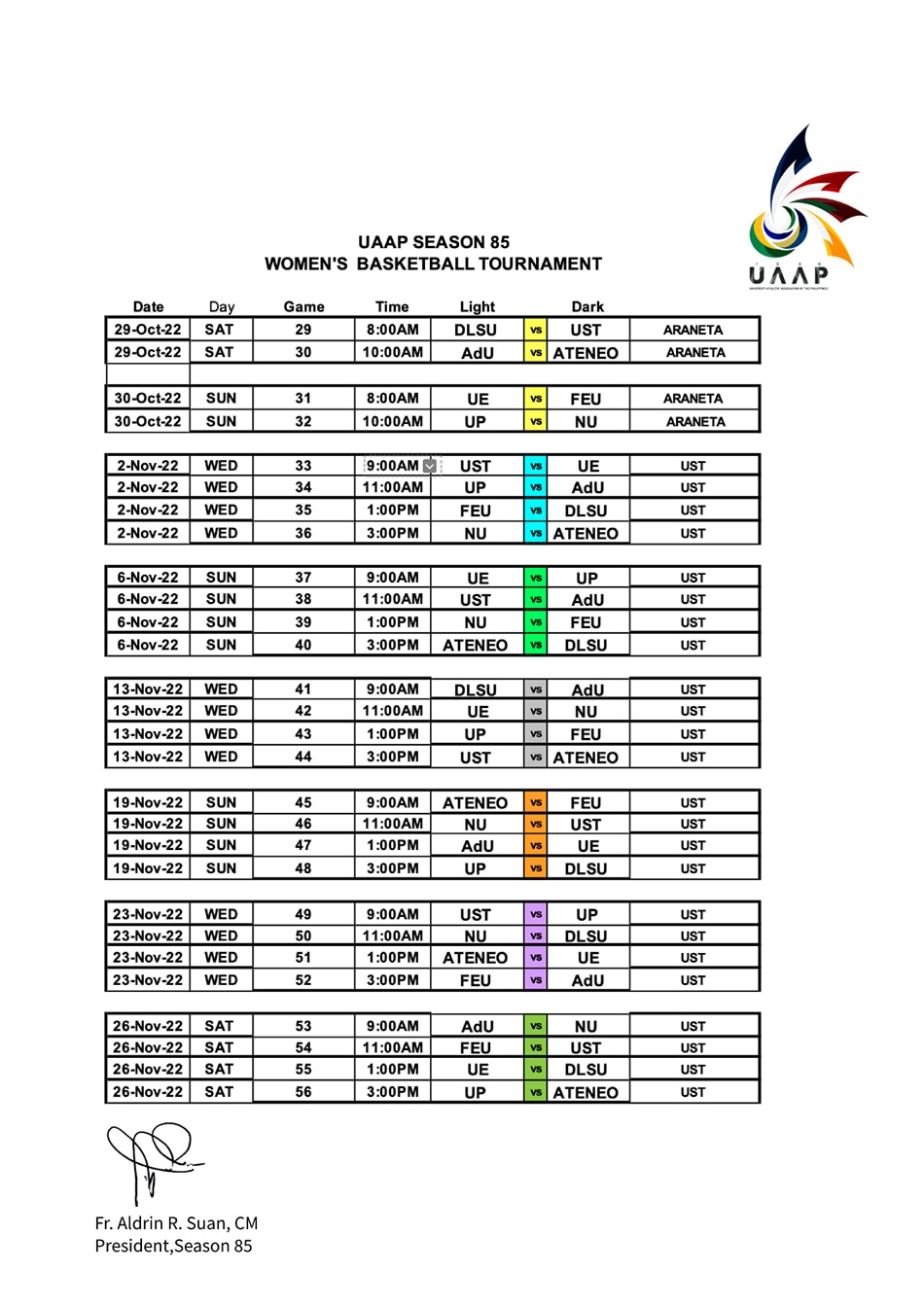 LOOK UAAP unveils 2nd round schedule for Season 85 ABS-CBN News
