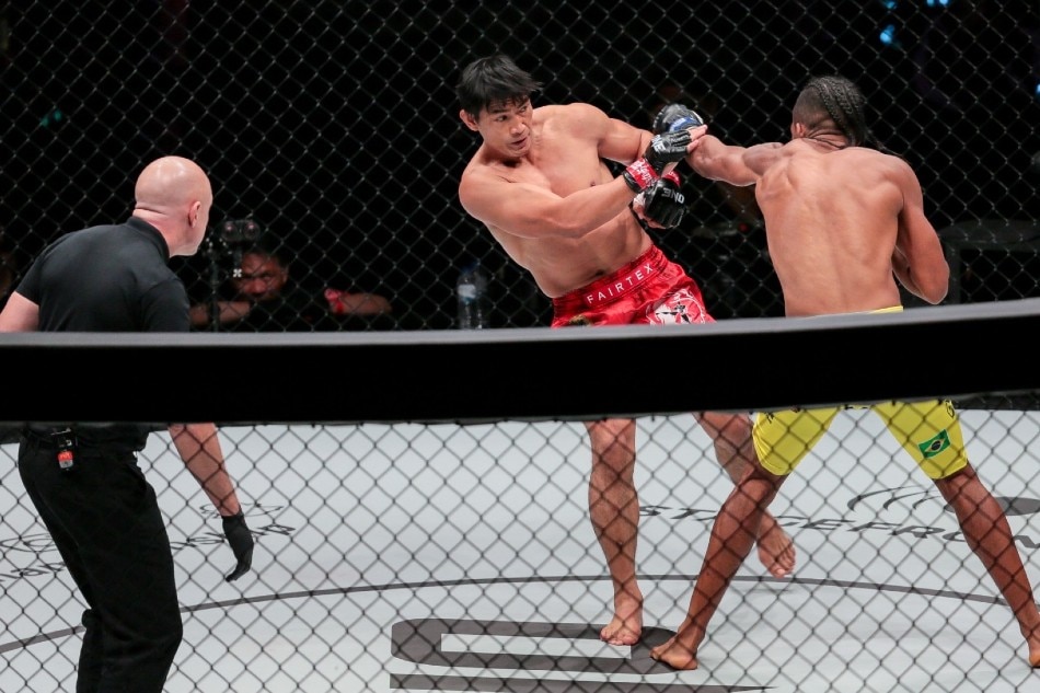 Eduard Folayang during his Lightweight MMA match against Edson Marques of Brazil for ONE Championship held at the Mall of Asia Arena in Pasay City on December 3, 2022. George Calvelo, ABS-CBN News