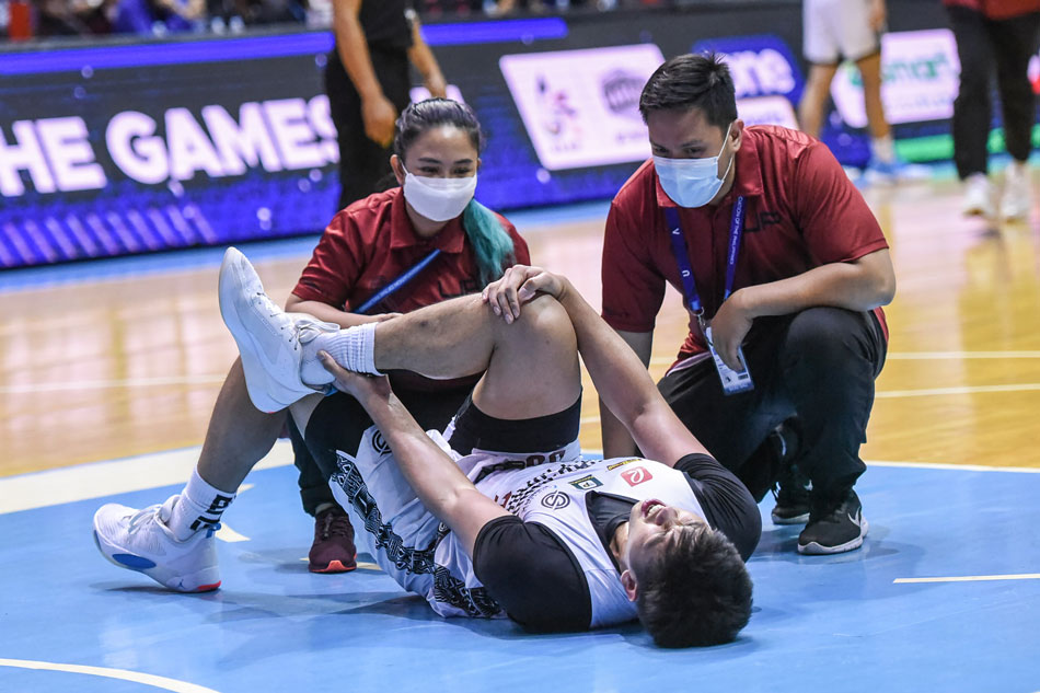 UP's Carl Tamayo suffers an ankle sprain in their Final 4 game against NU. UAAP Media.