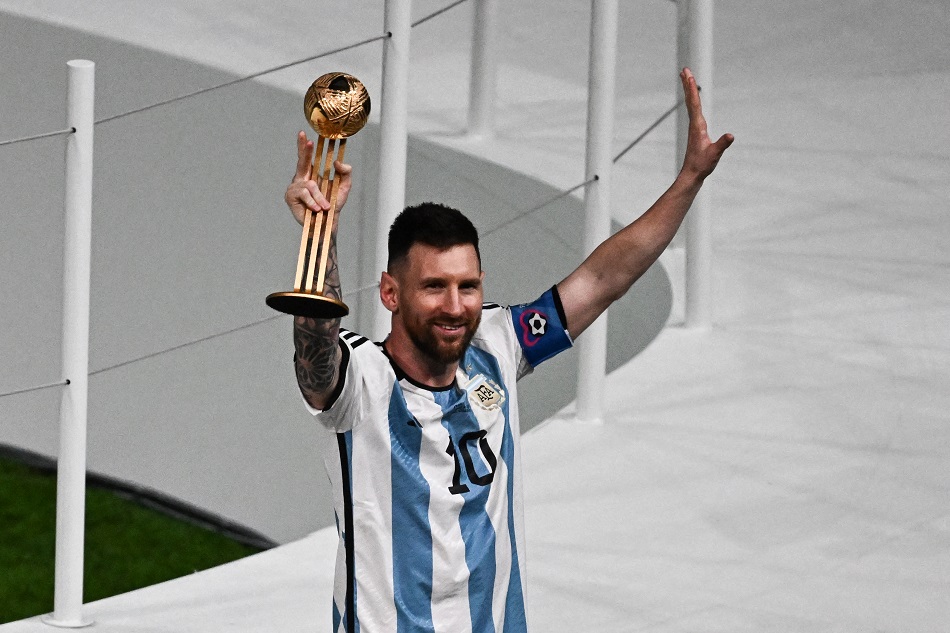 Lionel Messi of Argentina poses during the official FIFA World Cup