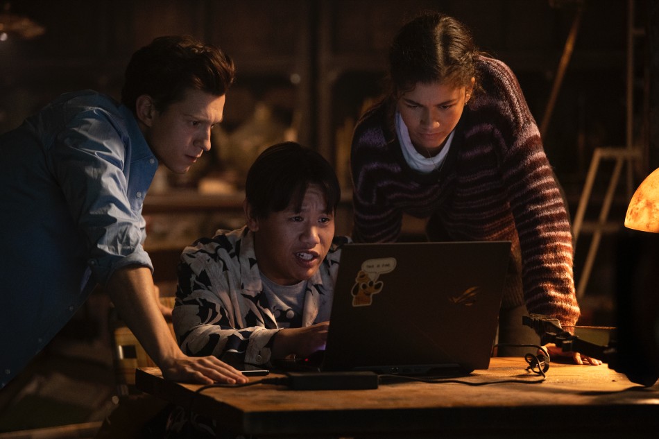 Tom Holland, Jacob Batalon, and Zendaya in 