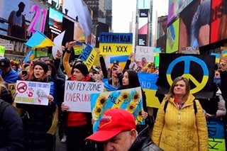 NYC protesters condemn Russia's invasion of Ukraine