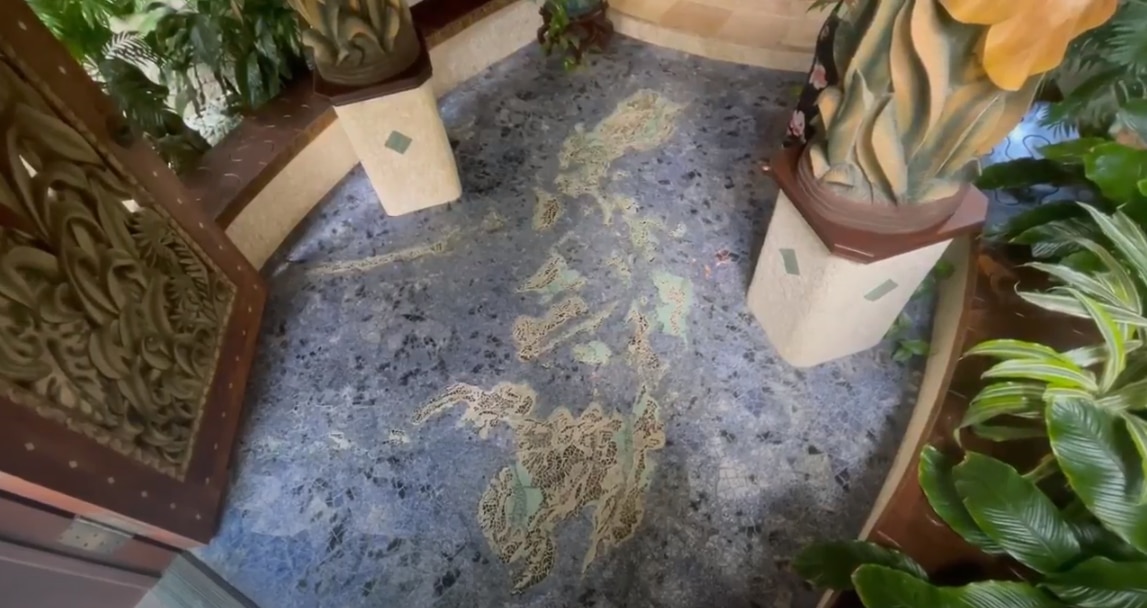 Philippine map at entrance of Entrelagos mansion in Orlando