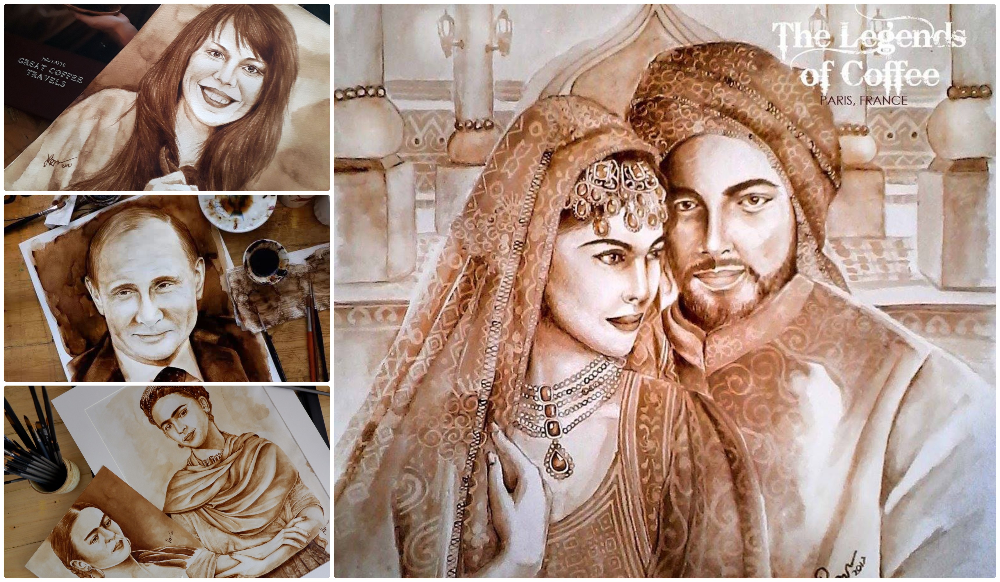 Coffee painting collage