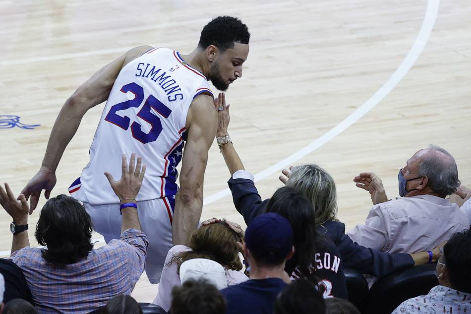 Ben Simmons (25) of the Philadelphia 76ers dunks during the third quarter against the Atlanta Hawks during Game Seven of the Eastern Conference Semifinals at Wells Fargo Center on June 20, 2021 in Philadelphia, Pennsylvania. File photo. Tim Nwachukwu, Getty Images/AFP.