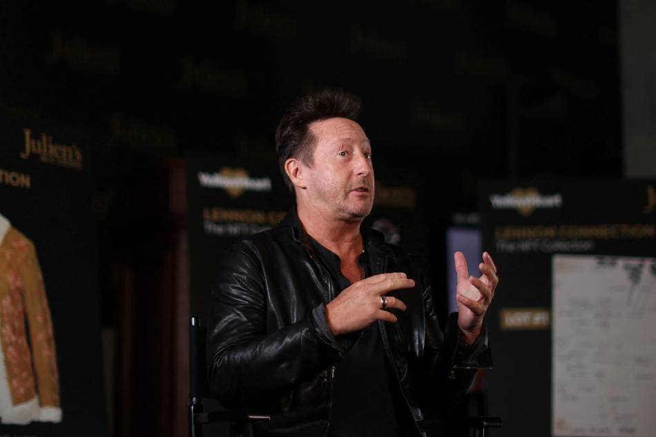 Julian Lennon is interviewed during a preview of 