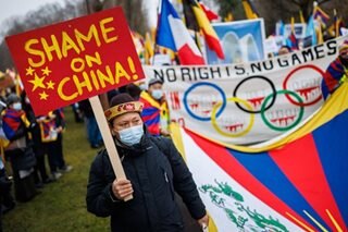 'Shame on China' protest ahead of Winter Olympics