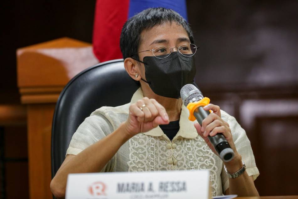 Nobel Prize laureate and Rappler CEO Maria Ressa speaks during a press conference at the Palacio del Gobernador in Manila on February 24, 2022. The COMELEC officially signed a Memorandum of Agreement with Rappler on voter engagement and fighting disinformation in relation to the upcoming 2022 National and Local Elections. George Calvelo, ABS-CBN News
