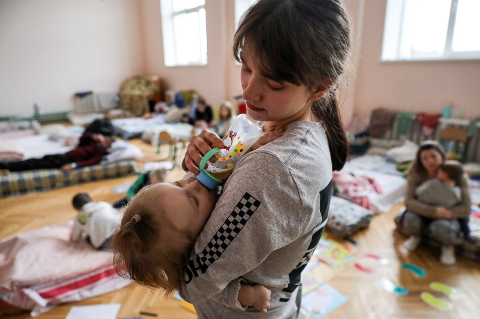 Ukraine kindergarten converted to refugee shelter