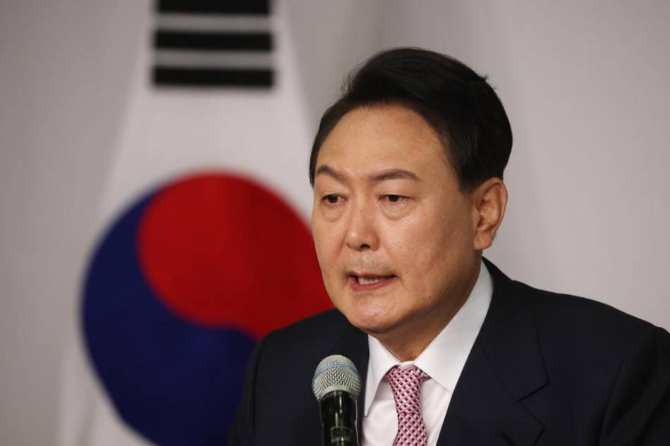South Korea's president-elect Yoon Suk-yeol speaks during a news conference at the National Assembly in Seoul, South Korea on March 10, 2022. EPA-EFE/Kim Hong-Ji/Pool