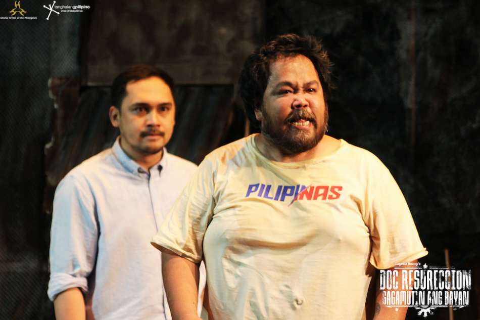 Jonathan Tadioan reprises his role as Boy Pogi, while Marco Viana plays the titular Doc Resureccion. Photo courtesy of Tanghalang Pilipino