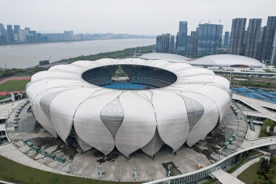 This file photo taken on April 1, 2022 shows the Hangzhou Olympic Sports Centre Stadium, main stadium of the 19th Asian Games, in Hangzhou in China's eastern Zhejiang province. STR, AFP