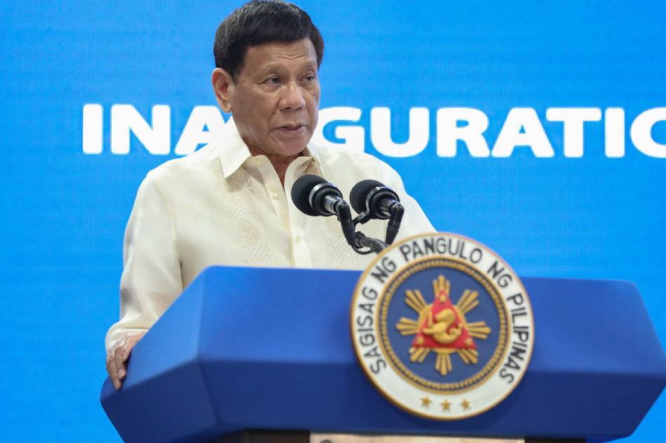 President Rodrigo Duterte delivers his speech during the inauguration of the new 20-storey Metropolitan Manila Development Authority (MMDA) Head Office Building in Pasig City on May 23, 2022. Toto Lozano, Presidential Photo