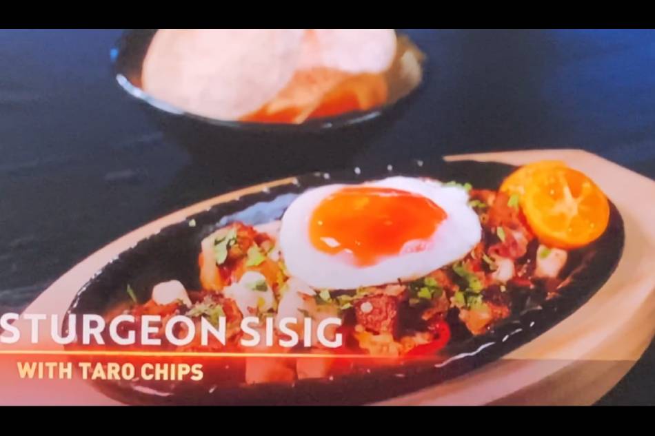 Sturgeon Sisig with Taro Chips, as seen in 'Iron Chef: Quest for an Iron Legend' on Netflix