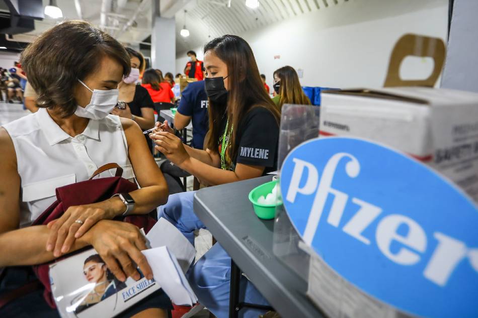 San Juan City rolls out its second booster shots against COVID-19 for senior citizens and medical frontliners at the Vmall Greenhills vaccination site on May 20, 2022. Jire Carreon, ABS-CBN News/File