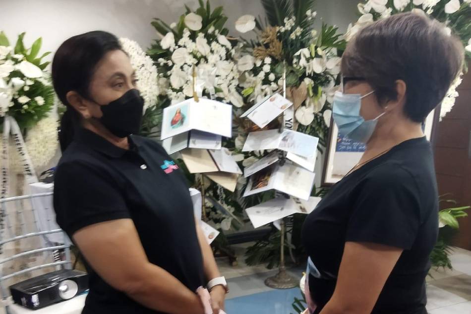 Former Vice President Leni Robredo visits the wake of lawyer John Laylo, who was shot dead while inside a car in Philadelphia, US.