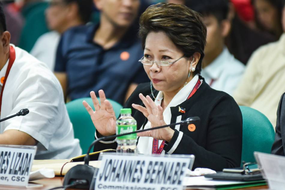 Civil Service Commission (CSC) Commissioner Aileen Lizada during the committee hearing at the Senate of the Philippines in Pasay City on Jan. 30, 2019. George Calvelo, ABS-CBN News/File