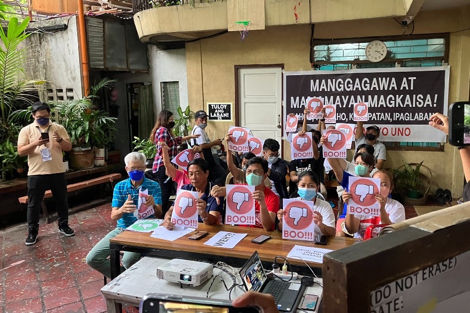 Various progressive groups held a viewing event of the first State of the Nation Address of President Ferdinand 'Bongbong' Marcos Jr. in Quezon City on July 25, 2022. Josiah Antonio, ABS-CBN News.