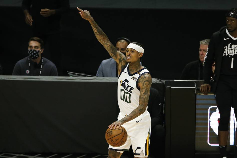 Utah Jazz guard Jordan Clarkson gestures during the second quarter of Game 6 of their NBA Western Conference semifinal series against the Los Angeles Clippers at the Staples Center in Los Angeles, California, USA, 18 June 2021. File photo Ringo Chiu, EPA-EFE.